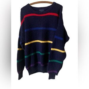 Gant Sweater Size L Cotton Rainbow Retro Oversized 80's Pride Preppy